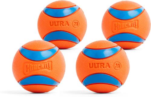 Chuckit! Ultra Ball Dog Toy, Durable Rubber, Floats, Medium 2.5in, 4 Pack