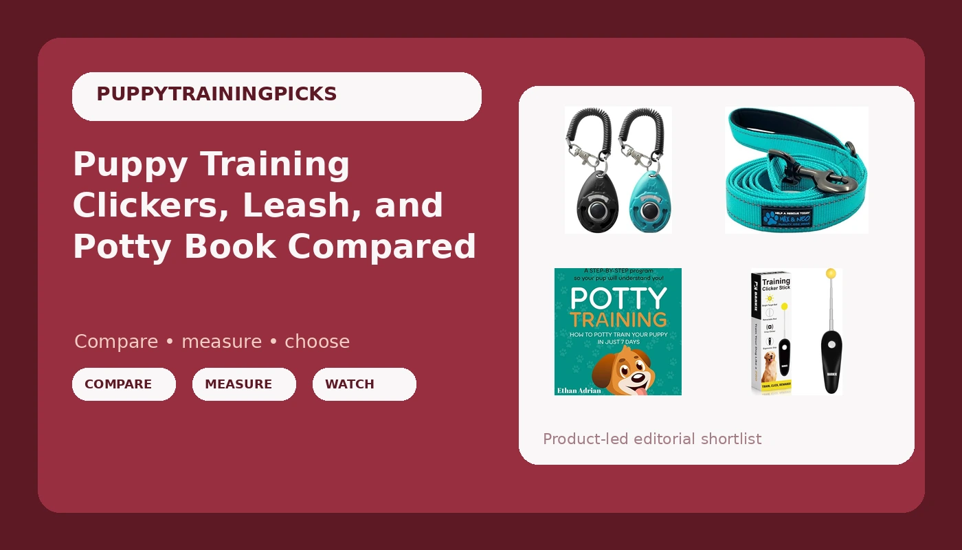 Puppy Training Clickers, Leash, and Potty Book Compared